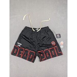 Marvel Civil Regime Deadpool Mesh‎ Shorts Mens Small Black Graphic Athletic New